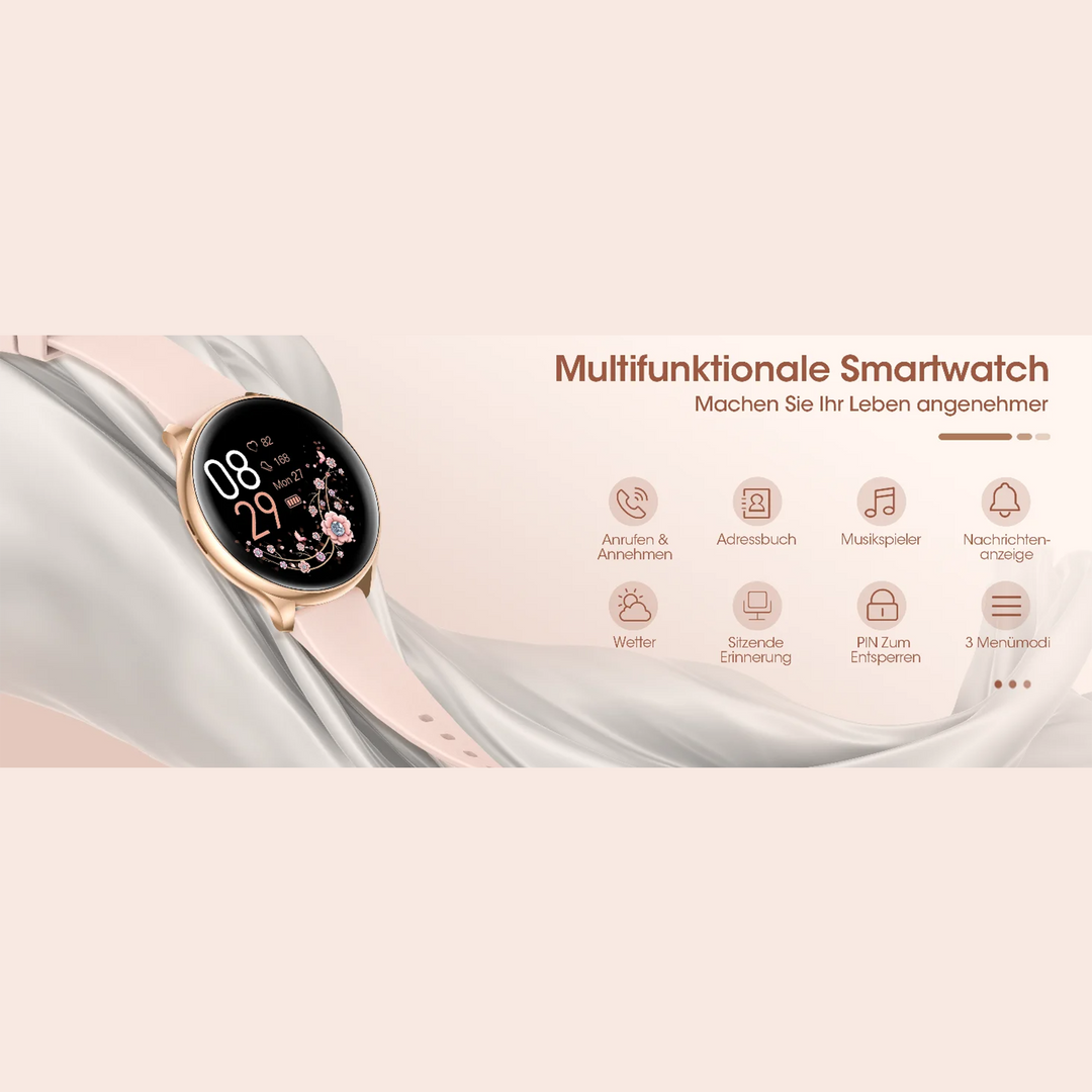 Premium Smartwatch for Women – Wireless Call/Dial, 19 Sports Modes, Sleep Monitoring, Music Player, Pedometer, Female Functions, Perfect Birthday Gift - StrengthXPhysiotherapy