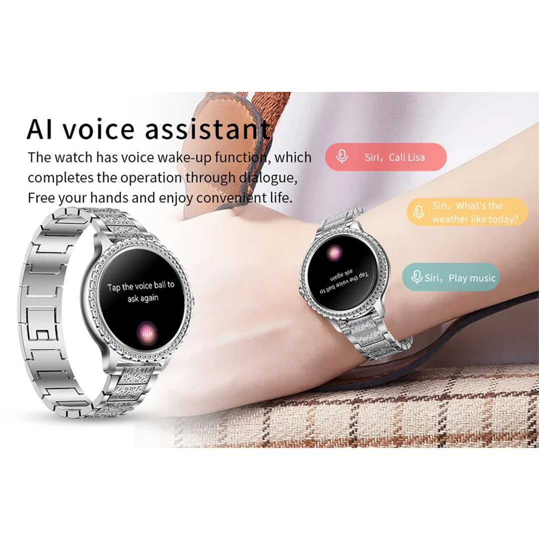 Premium Fashion Smartwatch for Women, 1.04" AMOLED Screen, Bluetooth Call, Metal Body, IP68 Waterproof, Heart Rate, Music Control, Sleep & Fitness Tracking, Multiple Sports Modes - StrengthXPhysiotherapy