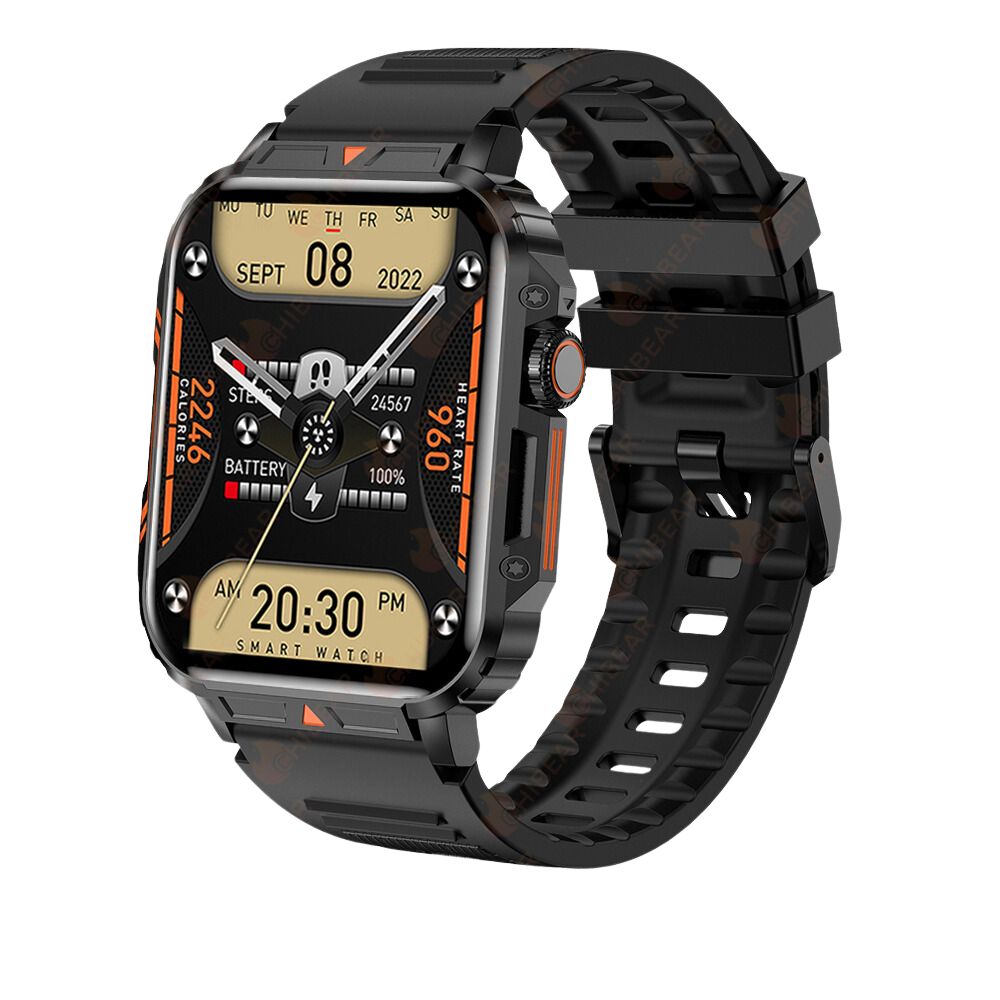 Premium Outdoor Military Smartwatch for Men - Bluetooth Calling, IP68 Waterproof, 100+ Sports Modes, 1.95-inch Display, Heart