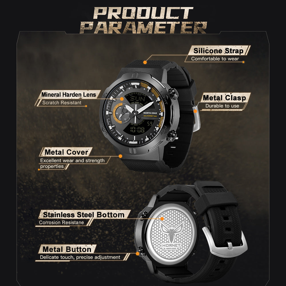 Premium Military Smartwatch for Men – Waterproof 50m, Speed Stopwatch, World Time, Coun Case, Backlit, Replaceable Stratdown 