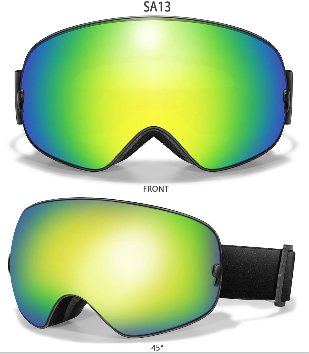 Premium Ski Goggles – Large Comma Spherical Design, Double-Layer Anti-Fog Lens, Winter Cycling & Sled Sports Glasses, Wide Field of View, Suitable for Myopia - StrengthXPhysiotherapy