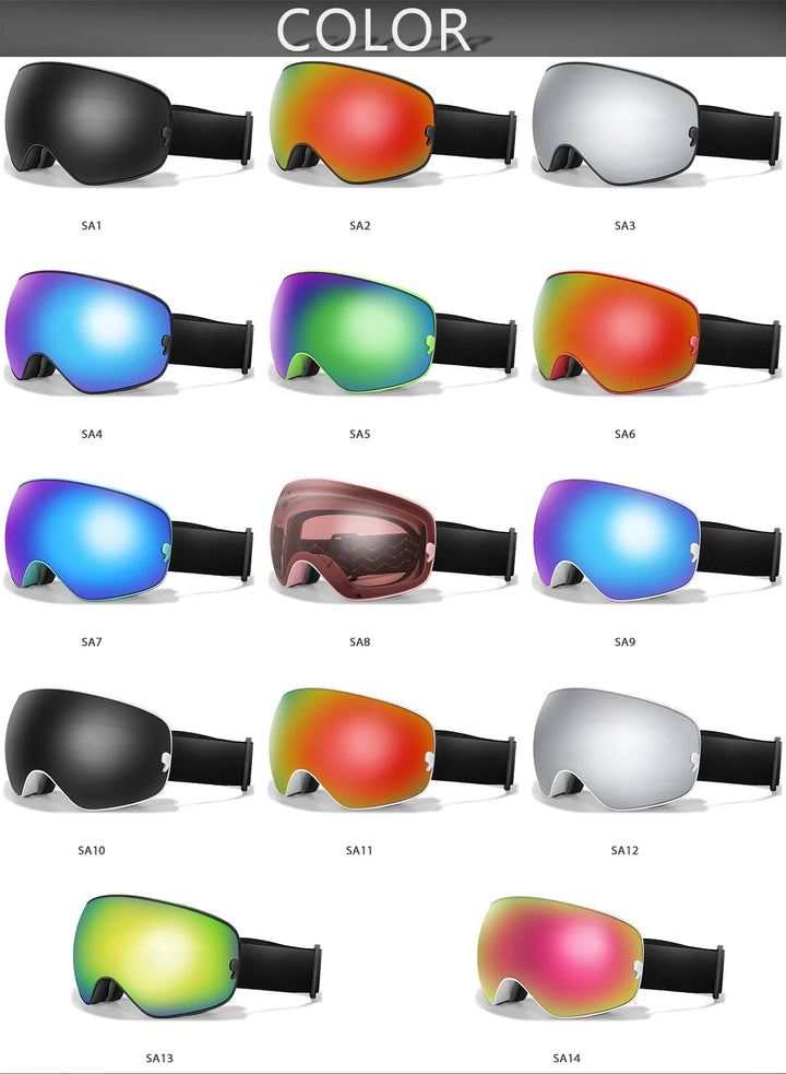Premium Ski Goggles – Large Comma Spherical Design, Double-Layer Anti-Fog Lens, Winter Cycling & Sled Sports Glasses, Wide Field of View, Suitable for Myopia - StrengthXPhysiotherapy
