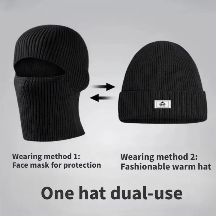 Premium Winter Balaclava Hat – 2-in-1 Knitted Ski Mask Beanie for Men, Windproof, Warm, Cold-Resistant Earmuff Cap for  