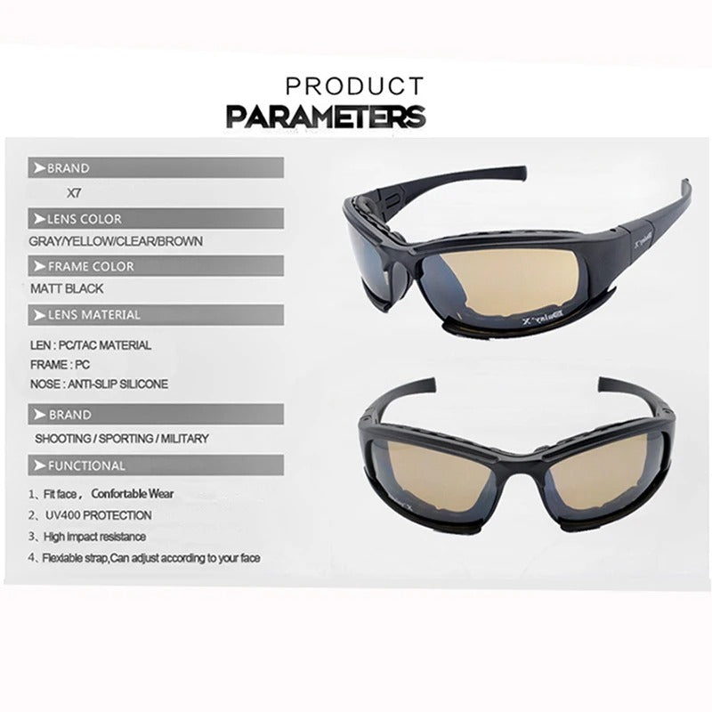 Premium Tactical Polarized Sport Glasses – UV Protection, Anti-Glare, 4 Lens Options for Shooting, Airsoft, Hunting, Hiking & Safety Eyewear - StrengthXPhysiotherapy