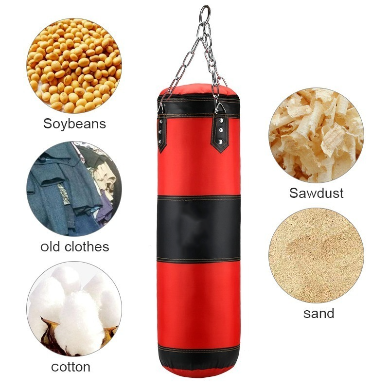 Premium Heavy Punching Sandbag – Durable Boxing Bag with Metal Chain Hook – Kick, Karate, Taekwondo Training – Includes Boxing Gloves, Wrist & Foot Guards, Shock-Absorbing Foam - StrengthXPhysiotherapy