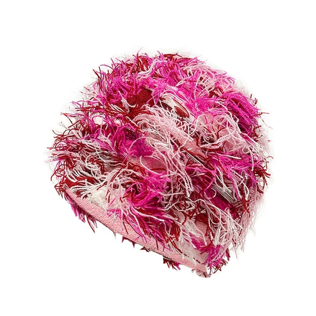 Premium Hip Hop Balaclava Beanie – Distressed Knit Ski Mask for Women, Camouflage Fuzzy Full Face Ski Hat, Outdoor Winter 