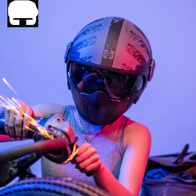 Premium Modular Motorcycle Helmet –Full Face & Open Face, Dual Lens, DOT ECE Approved, ABS Shell for Men & Women, Retro Style