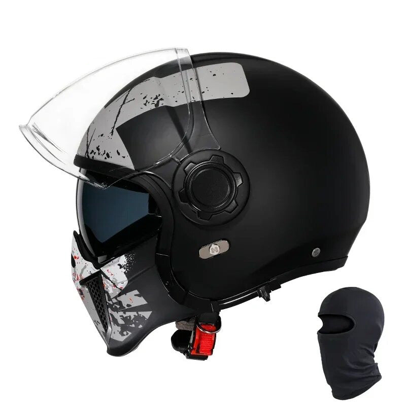 Premium Modular Motorcycle Helmet –Full Face & Open Face, Dual Lens, DOT ECE Approved, ABS Shell for Men & Women, Retro Style