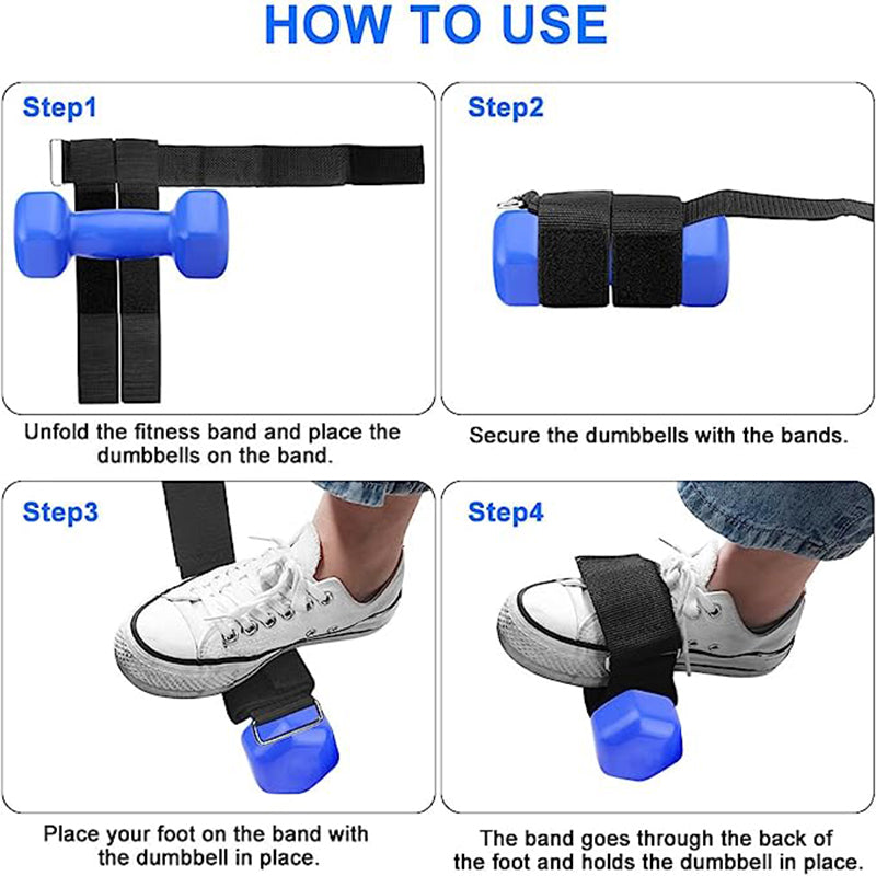 Premium Dumbbell Ankle Straps – Adjustable Foot Bands for Tibialis Training, Leg Strengthening, Weight Lifting, Fitness