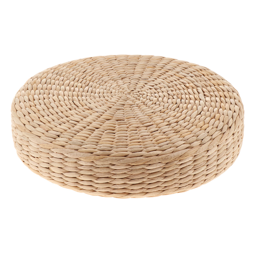 Premium Natural Straw Round Pouf – Handwoven Tatami Sitting Cushion for Living Room, Meditation & Worship – Eco-Friendly