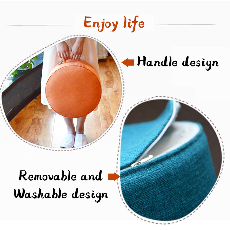 Premium Round High-Strength Sponge Seat Cushion – Comfortable Tatami Meditation & Yoga Pad – Removable Linen Cove