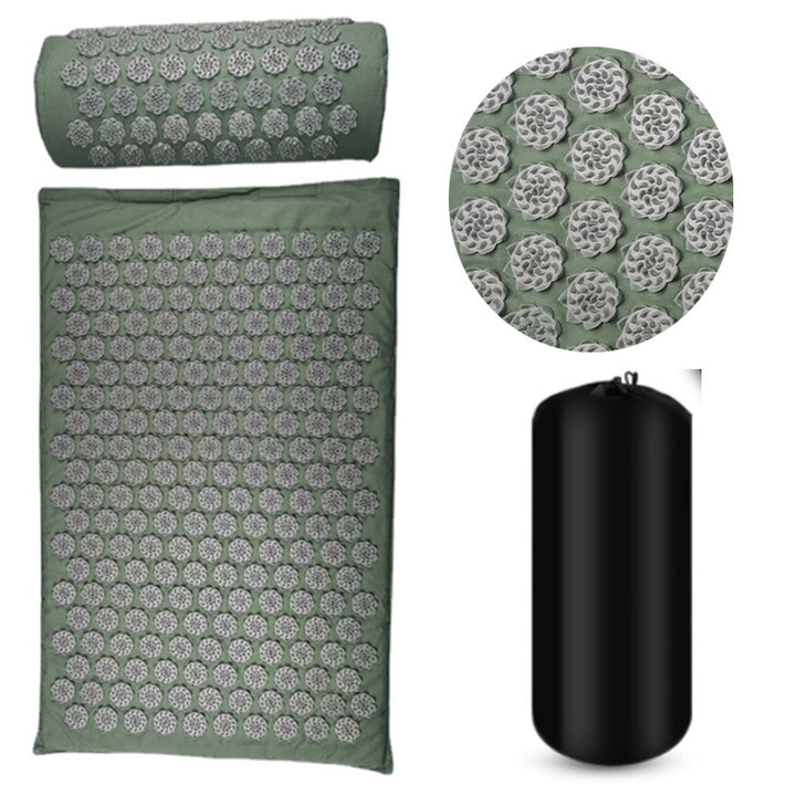 Premium Acupressure Massage Mat – Stress Relief & Back Pain Relief – Yoga Mat with Spikes, Pillow & Portable Design 