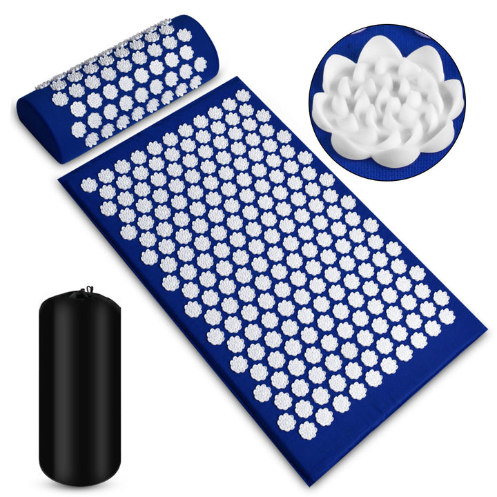 Premium Acupressure Massage Mat – Stress Relief & Back Pain Relief – Yoga Mat with Spikes, Pillow & Portable Design 