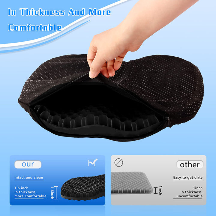 Premium 3D Gel Seat Cushion for Pressure Relief – Breathable, U-Shaped Honeycomb Chair Pad for Office, Car, & Home Use, 