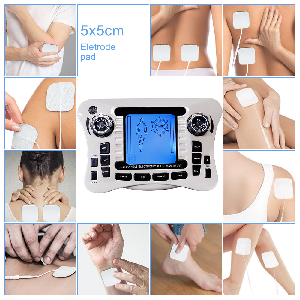 Luxury 12 Modes Electric TENS Pulse Massager - EMS Muscle Stimulator for Pain Relief, Acupuncture Therapy, Slimming & Fat 