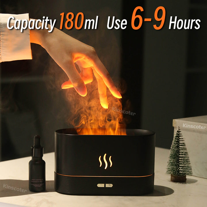 Premium 300ml Flame Aroma Diffuser with Remote Control, Essential Oil Humidifier & 7-Color LED Mist Maker for Home, Auto-Off 