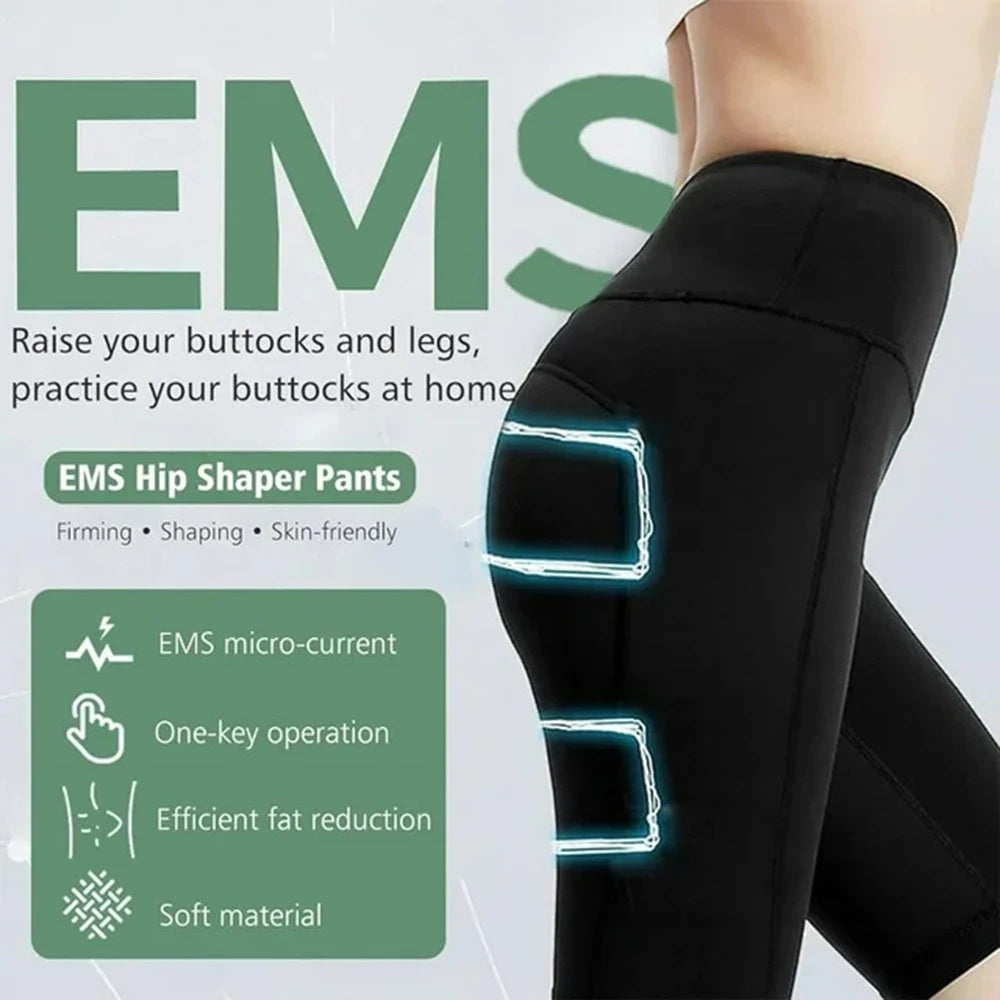 Premium EMS Muscle Stimulation Massage Pants for Weight Loss and Leg Shaping, USB Rechargeable Slimming Yoga Shorts with 