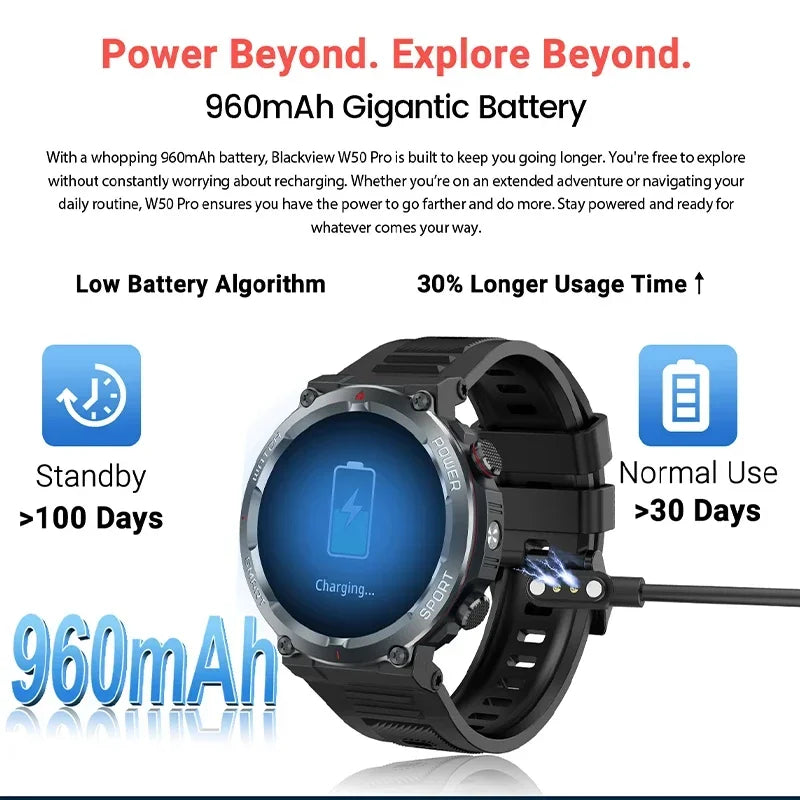 Premium Rugged Smartwatch for Outdoor – 2.01" HD TFT Display, Bluetooth Calling, 900mAh Battery, Heart Rate & Blood Oxygen 