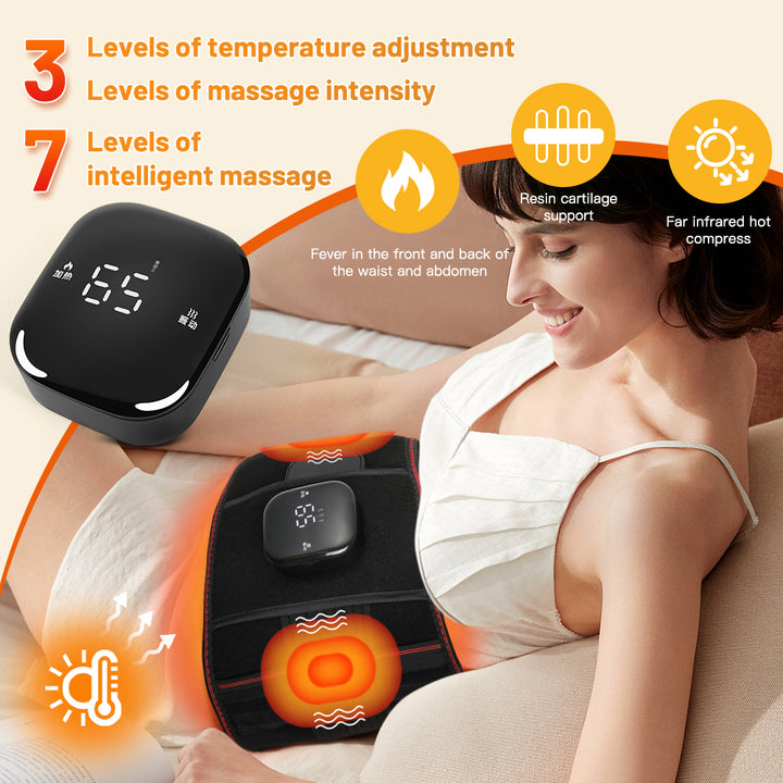 Premium Electric Waist Massager – Portable Lumbar Heating Belt with Vibration & Temperature Control – Adjustable Waist 