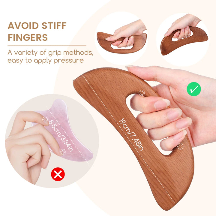 Premium Wooden Gua Sha Tool for Body Massage Therapy, Slimming Scraping Board for Acupoint Massage on Chest, Back, Neck, 