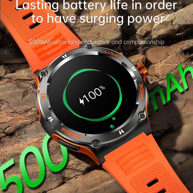 Premium Rugged Military Smartwatch for Men – 1.53" AMOLED, Bluetooth Call, GPS Tracker, 500mAh, 3ATM Waterproof, Outdoor 