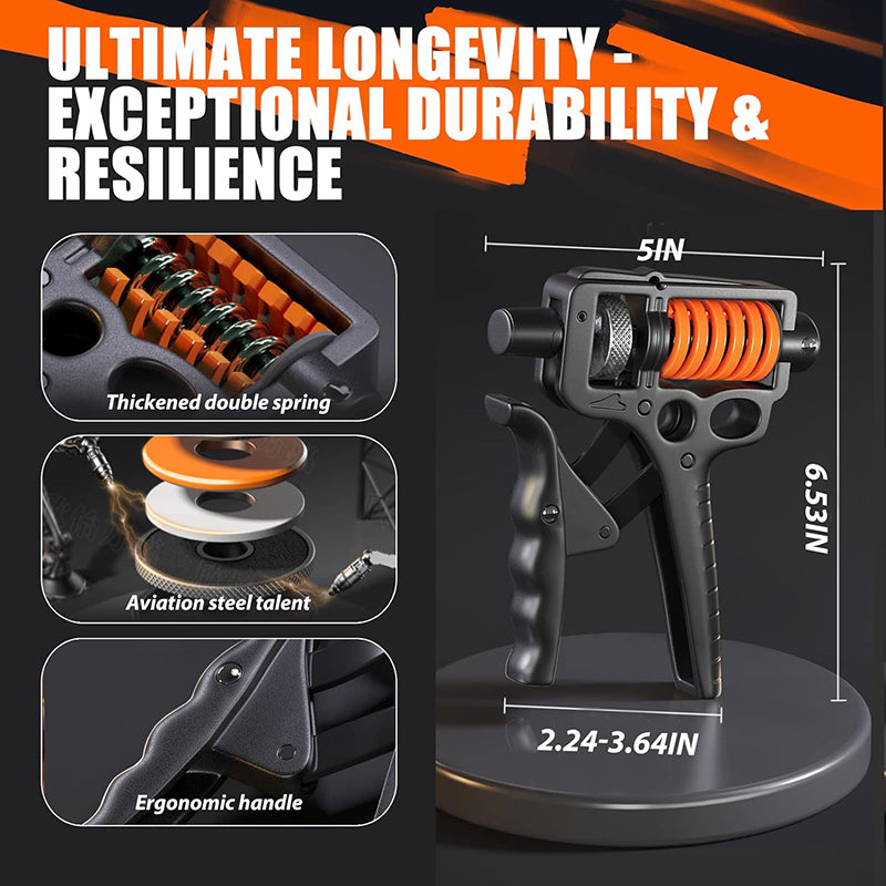 Premium Adjustable Hand Grip Strengthener - 5-120kg Finger Expander for Arm, Wrist & Forearm Training - Durable Steel Spring