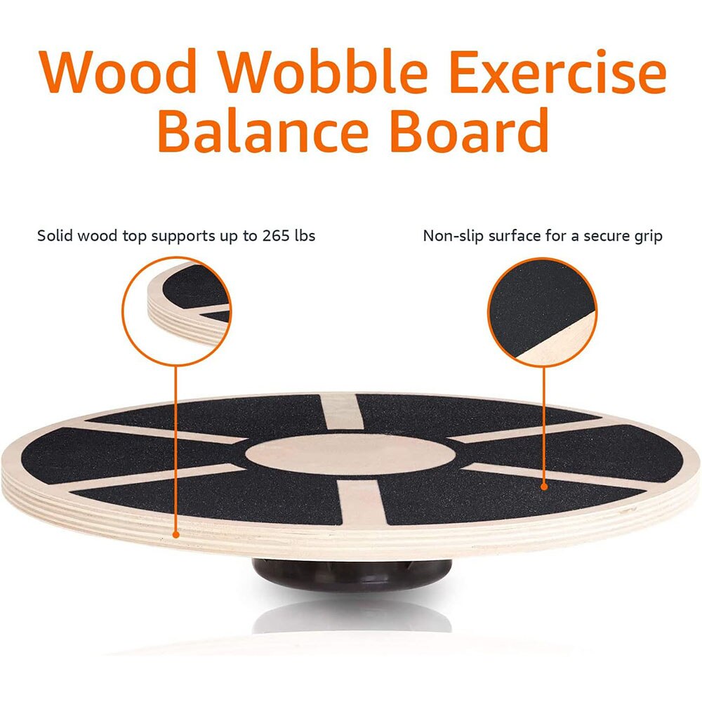 Premium Wooden Wobble Balance Board - Non-Slip Core Training, Yoga & Waist Twisting Board for Home Gym, Fitness, Stability & Posture Improvement, 360° Rotation, 500 lbs Capacity