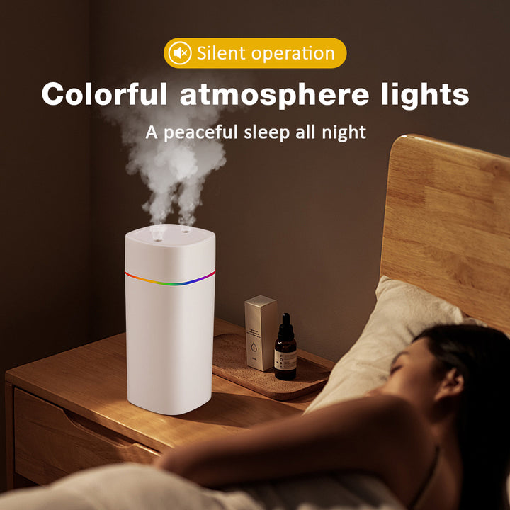 High Quality 600ml USB Air Humidifier with Double Spray Ports, Essential Oil Aromatherapy Cool Mist Maker for Home & Office