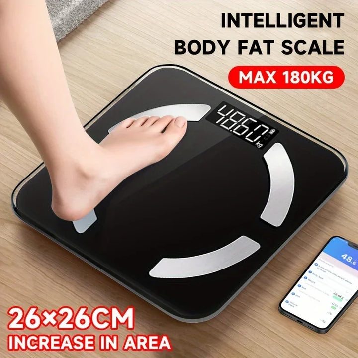 Premium Solar Body Fat Scale – Smart Digital BMI & Heart Rate Tracker, 180KG