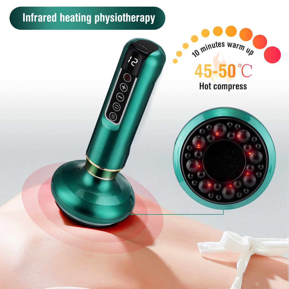 Premium Electric Cupping Massager - 12-Level Vacuum Suction, Infrared Heating, Anti-Cellulite, Body Slimming Therapy, Pain