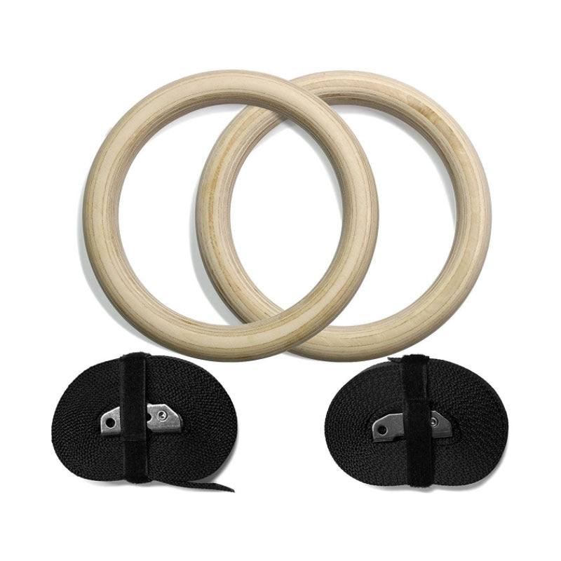 Premium Gymnastic Rings – Adjustable Wood Strength Training Rings with Heavy Duty Zinc Alloy Buckles & Anti-Slip Straps for