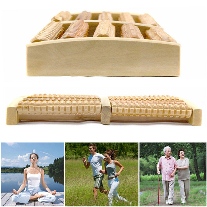 Premium Wooden Foot Massager Roller - Reflexology Tool for Muscle Relaxation, Pain Relief, Spa Gift for Anxiety, Insomnia, 