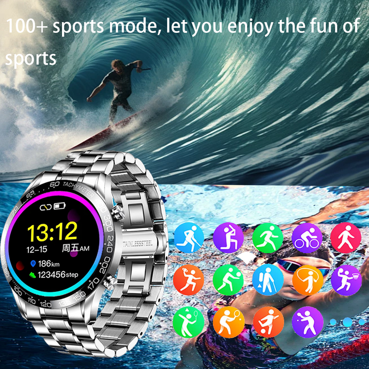 Premium Men's Smartwatch – Full Circle Touch, Bluetooth Call, IP67 Waterproof, Fitness & Health Tracking, 1.3" HD Screen,