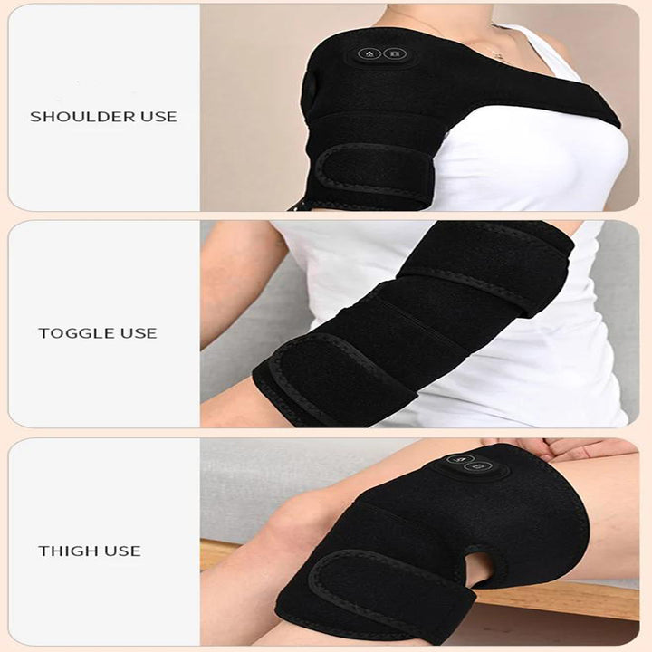 Premium Electric Heated Shoulder Brace & Knee Support with Vibration Massage, Adjustable Strap, Far Infrared Heat, USB  