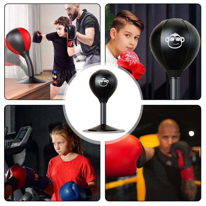 Premium Stress Relief Punching Bag – Desktop Boxing Speed Ball with Suction Cup Base – Inflatable Foam Spring for Reflex & 