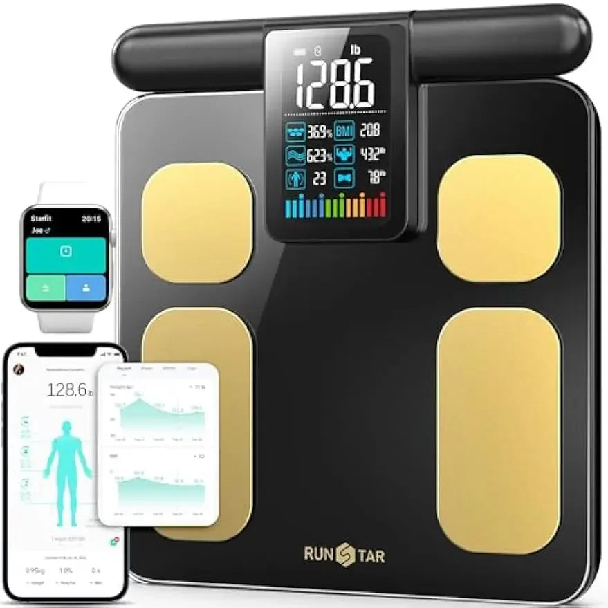 Premium Smart Body Composition Scale – 8 Electrode Bioimpedance Digital Weight Scale, Tracks Body Fat, Water, Muscle Mass,