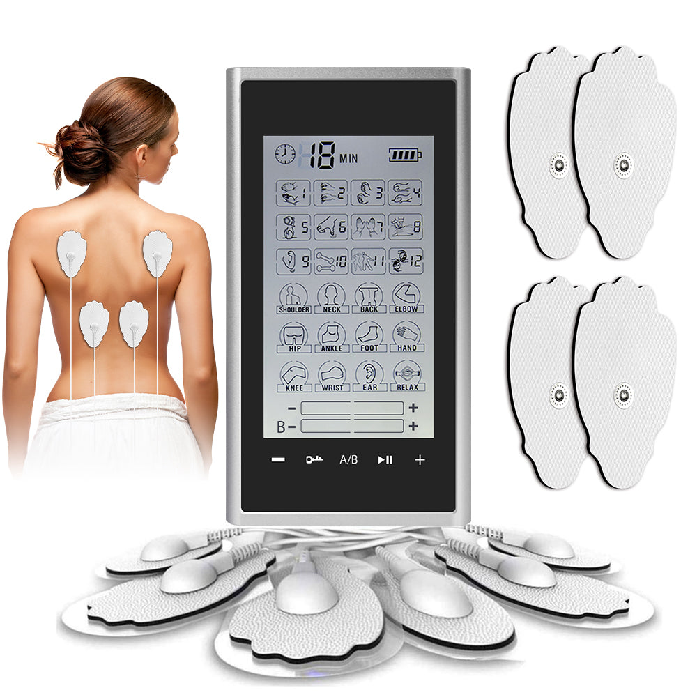 Premium EMS Professional Muscle Stimulator - 4 Output Channels, 24 Modes, Pain Relief Tens Machine, Adjustable Timer & 