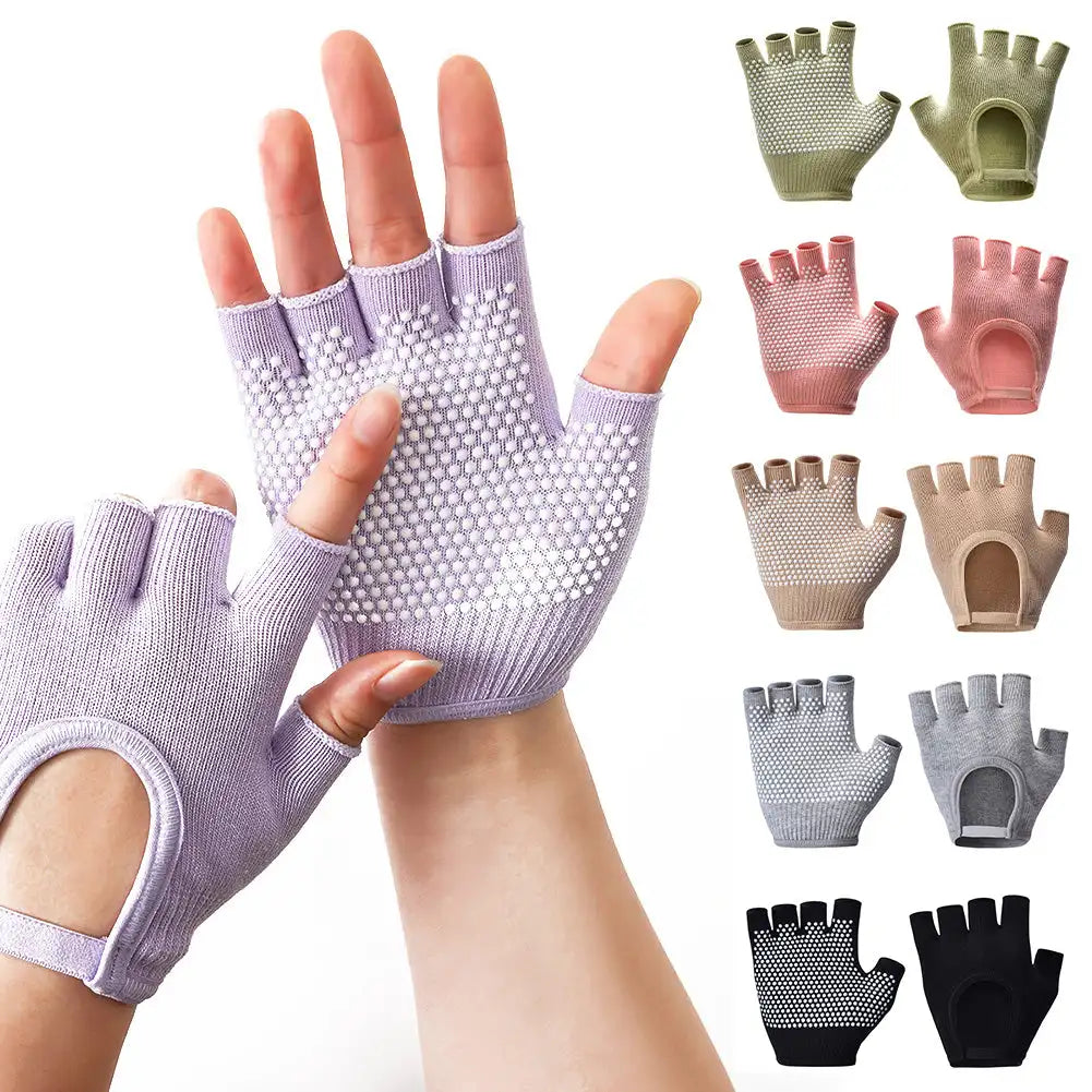 Premium Half-Finger Yoga Gloves for Women – Anti-Slip Pilates & Fitness Gloves, Open-Fingered Design for Indoor Dance