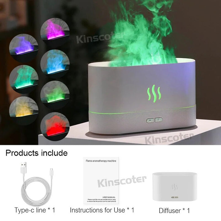 Premium 300ml Flame Aroma Diffuser with Remote Control, Essential Oil Humidifier & 7-Color LED Mist Maker for Home, Auto-Off 