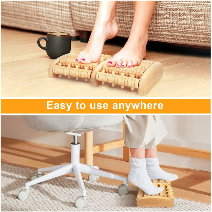 Premium Wooden Foot Massager Roller - Reflexology Tool for Muscle Relaxation, Pain Relief, Spa Gift for Anxiety, Insomnia, 