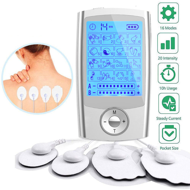 Premium EMS Professional Muscle Stimulator - 4 Output Channels, 24 Modes, Pain Relief Tens Machine, Adjustable Timer & 